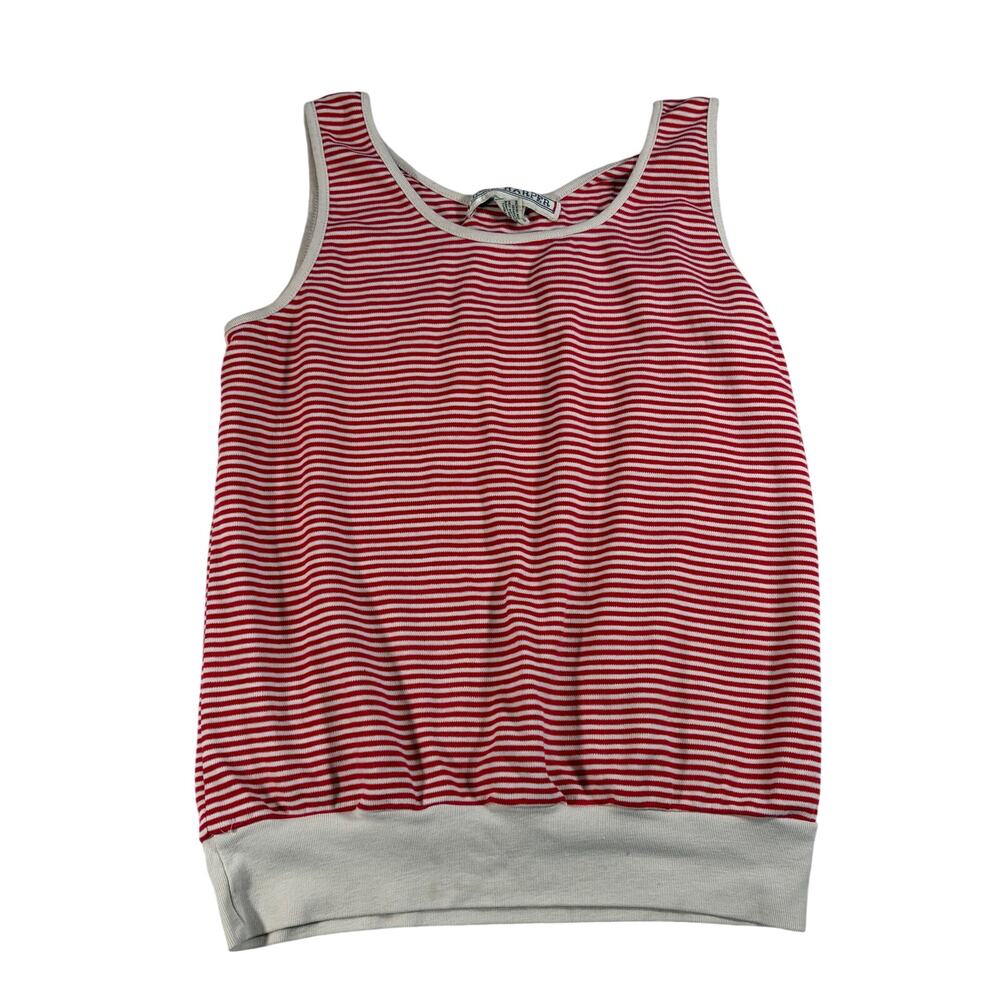 VTG Joan Harper womens red white stripe tank top. Size L. 90s, nautical